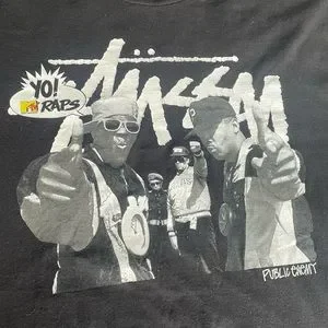 か*ん様 Stüssy 珍品グレー モノグラム柄パロディプリント 長袖シャツ M Stussy “Public Enemy” STUSSY Yo! RAPS プリント Tシャツ | Shirts